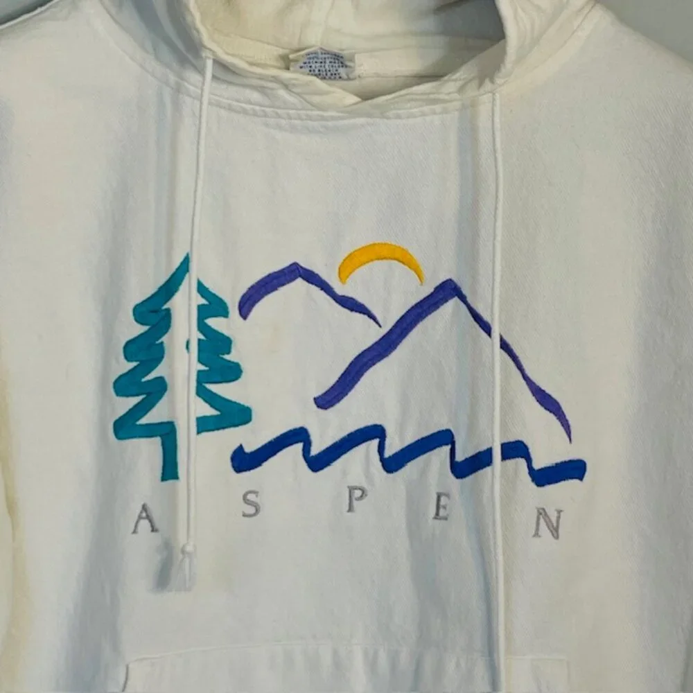 Vintage Crazy Shirts 100% Cotton Hoodie Embroidered Aspen Mountains Small - Picture 2 of 9